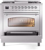 Nostalgie II 36 Inch Dual Fuel Liquid Propane Freestanding Range in Stainless Steel with Chrome Trim