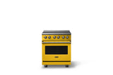 30"W. Induction Range (Finish: Daffodil, Trim: Brushed Brass)