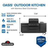 OASIS Outdoor Kitchen Kit, Built-in 700 Series 32 with Stainless Steel Countertops , Natural Gas, Matte/Matt Black