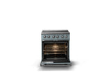 30"W. Electric Range (Finish: November Sky, Trim: Polished Chrome)