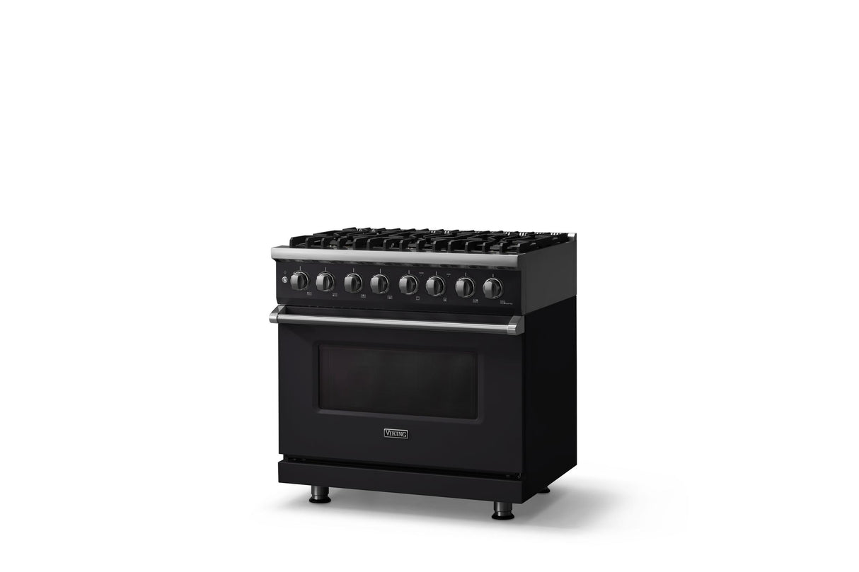 36"W. Dual Fuel Range (Burner: 6b, Finish: Onyx, Trim: Polished Chrome, Fuel: Natural Gas)