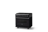 36"W. Dual Fuel Range (Burner: 6b, Finish: Onyx, Trim: Polished Chrome, Fuel: Natural Gas)