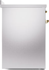 Nostalgie II 30 Inch Electric Freestanding Range in Stainless Steel with Brass Trim