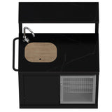 Forno All Aperto 99,600 BTU Outdoor Kitchen, 5 Burners, Infrared Burners, Side Burner, Black Sintered Stone Countertops, Gas Pizza Oven, Sink Module, Bar & Beverage Center