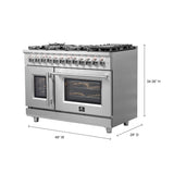 Forno Massimo 48-Inch Freestanding French Door Dual Fuel Range, 8 Burners, True Convection Oven