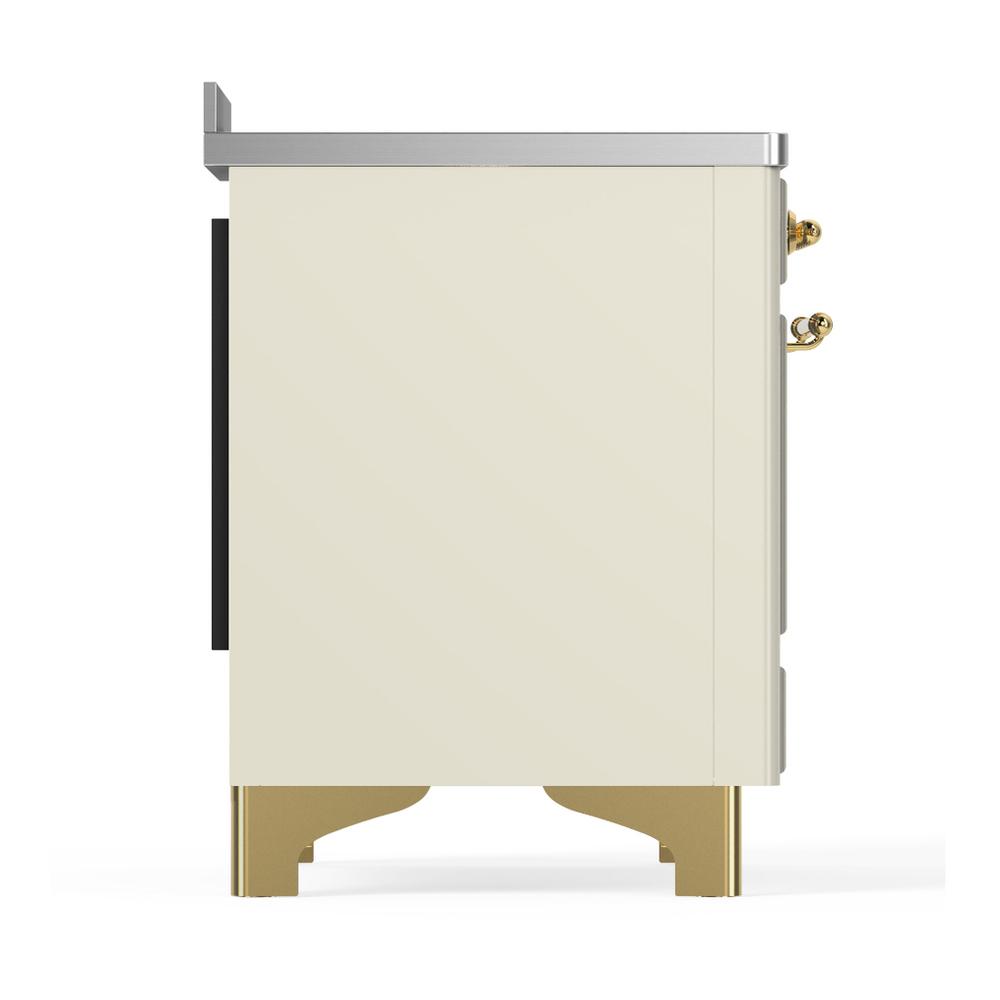 ILVE UMIB48QNR3AWG Majestic III 48 inch Induction Range with 6 Elements, 5.02 cu. ft. Total Oven Capacity (Solid Door, Antique White, Brass)