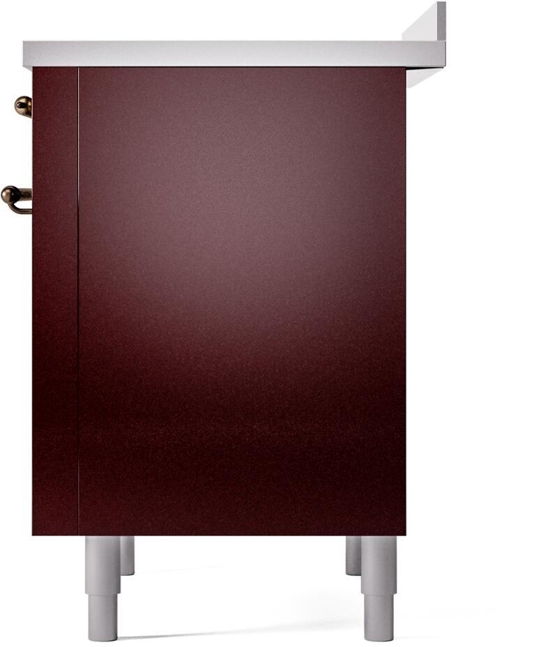 Nostalgie II 36 Inch Electric Freestanding Range in Burgundy with Bronze Trim