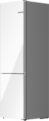 800 Series Free-standing fridge-freezer with freezer at bottom, glass door 24" White, Total No Frost