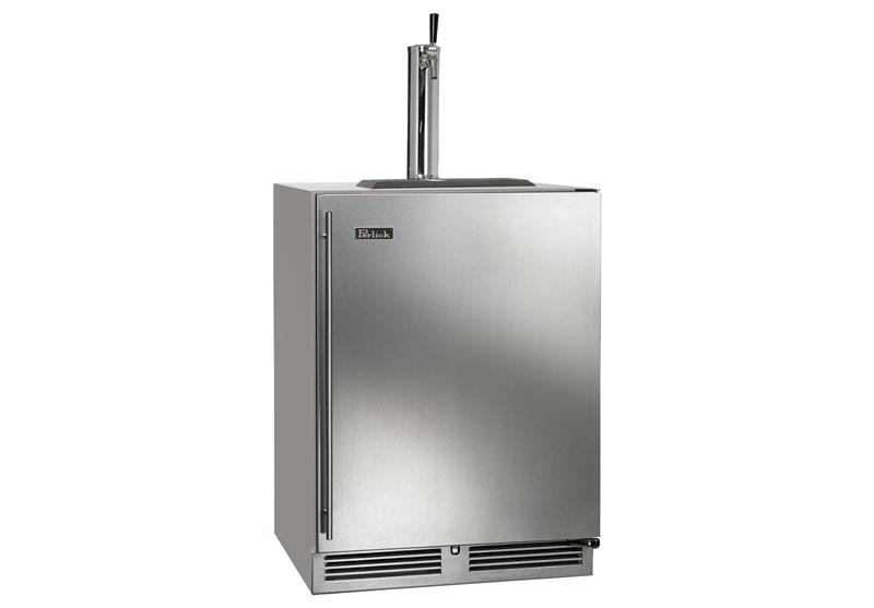 24" C-Series Outdoor Beer Dispenser - Dual Tap with fully integrated panel-ready solid door, hinge right , with lock