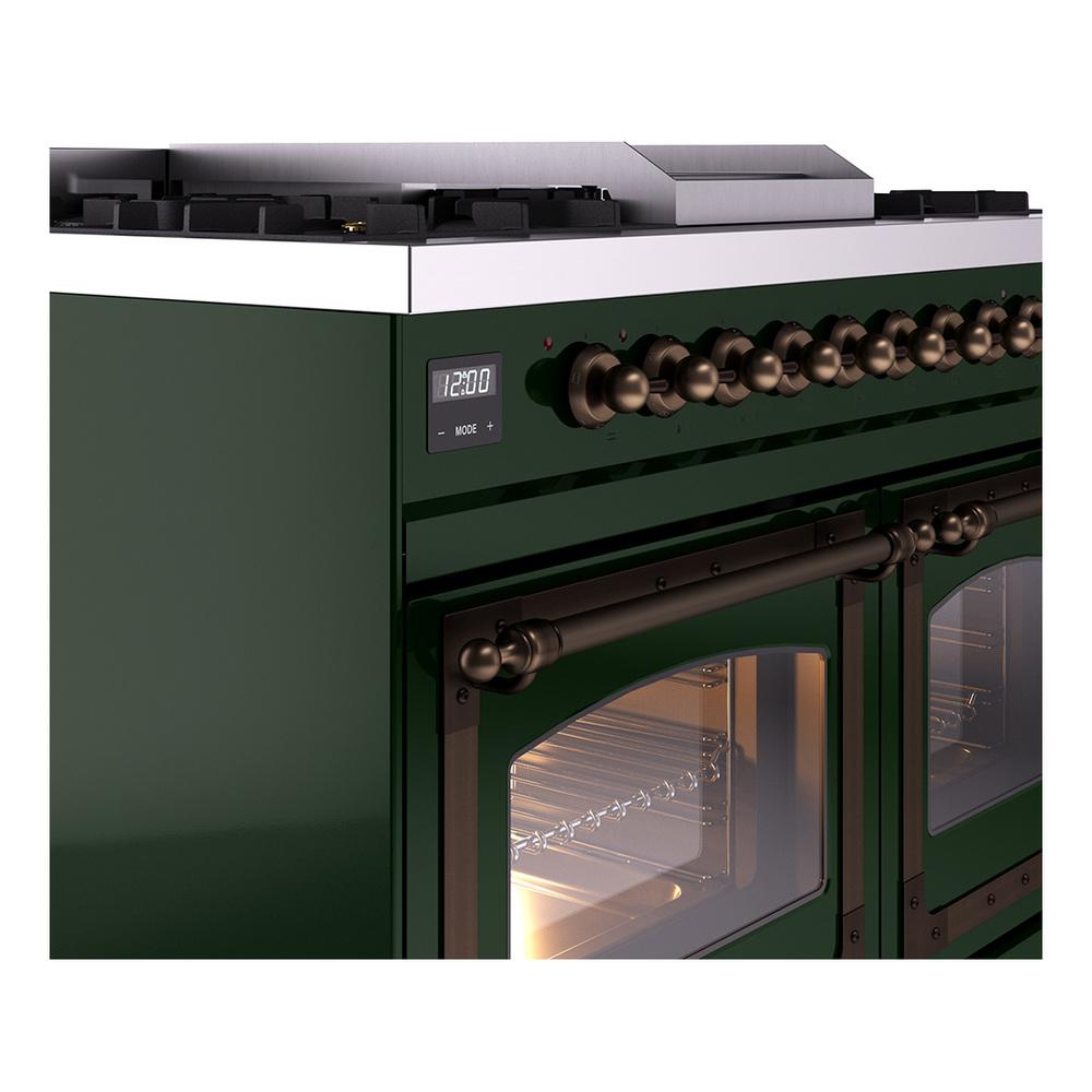 ILVE UND40FNMPEGBLP Nostalgie II Noblesse 40 inch Dual Fuel Range (Liquid Propane, Triple Glass Door, Emerald Green, Burnished)
