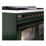 ILVE UND40FNMPEGBLP Nostalgie II Noblesse 40 inch Dual Fuel Range (Liquid Propane, Triple Glass Door, Emerald Green, Burnished)