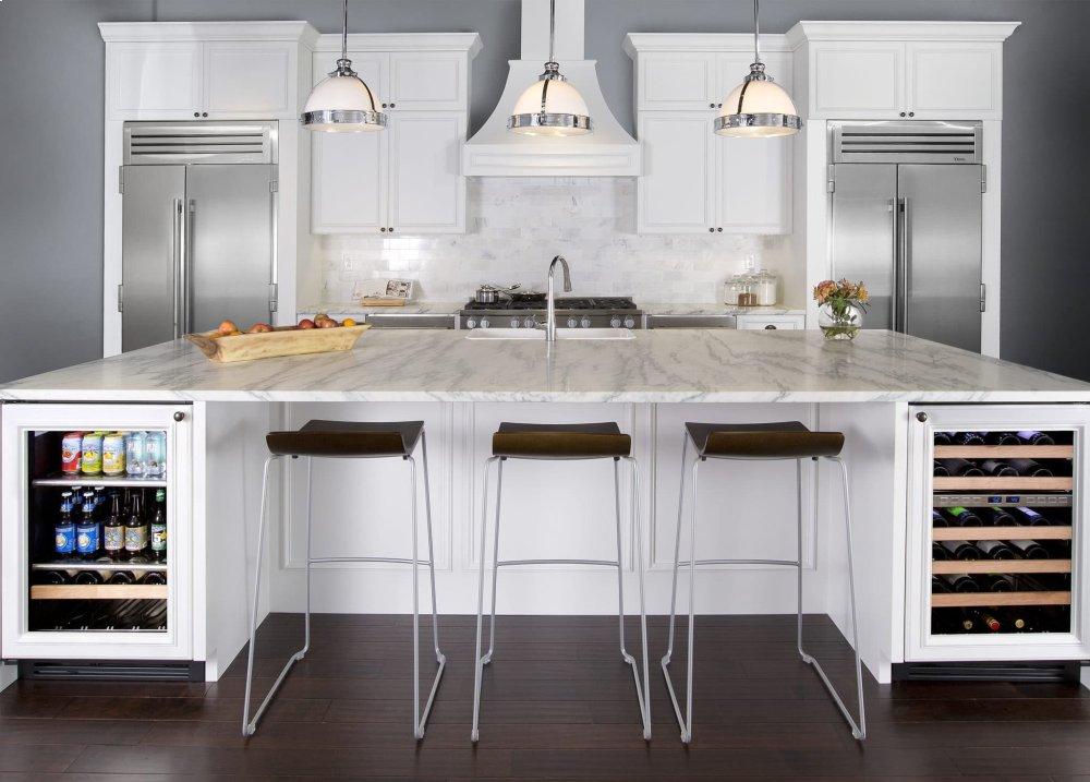 24 Inch Stainless Glass Door Left Hinge Undercounter Beverage Center - Stainless Steel Finish, Stainless Steel Hardware