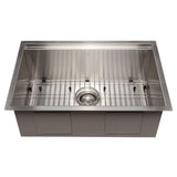 ZLINE 27 in. Garmisch Undermount Single Bowl Stainless Steel Kitchen Sink with Bottom Grid and Accessories (SLS-27)