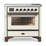 ILVE UMIB36NR3AWB Majestic III 36 inch Induction Range with 6 Elements, 3.5 cu. ft. Total Oven Capacity (Triple Glass Door, Antique White, Burnished)