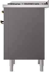 Nostalgie II 36 Inch Dual Fuel Natural Gas Freestanding Range in Matte Graphite with Bronze Trim