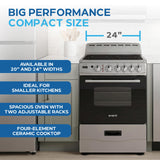 Avanti 24-Inch Freestanding Electric Range with Ceramic Glass Cooktop and Digital Timer, in Stainless Steel (CERU240P3S)