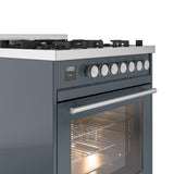 Professional Plus II 30 Inch Dual Fuel Liquid Propane Freestanding Range in Blue Grey with Trim