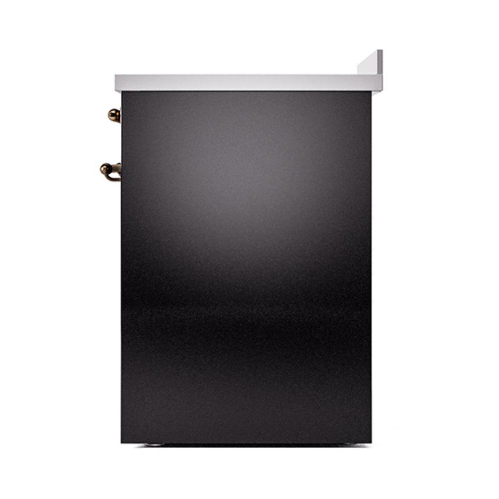 ILVE UNI304QNMPBKB Nostalgie II Noblesse 30 inch Induction Range (Solid Door, Glossy Black, Burnished)