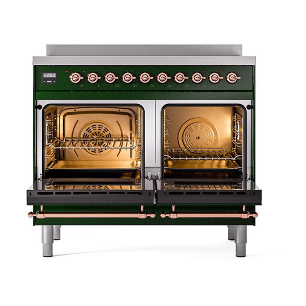 ILVE UNDI406NMPEGP Nostalgie II Noblesse 40 inch Induction Range (Triple Glass Door, Emerald Green, Copper)