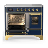 ILVE UMDIB40NR3MBG Majestic III 40 inch Induction Range with 6 Elements, 3.82 cu. ft. Total Oven Capacity (Triple Glass Door, Midnight Blue, Brass)