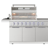 10 Ft. Outdoor Kitchen Island With Gas Grill & Side Burner, Sink & Drawer 77,000 BTU - Stainless Steel