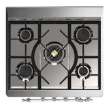 ILVE UM30QNR3BUC Majestic III 30 inch Dual Fuel Range with 5 Black Brass Burners, Dual Function Burner up to 25,000 BTU (Natural Gas, Solid Door, Burgundy, Chrome)