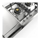 ILVE UHCPT125FNSSC Nostalgie II 48 inch Built-In Gas Cooktop with Total Black Brass Burners, in Stainless Steel (6 Sealed Burners + Left Griddle, Natural Gas, Chrome)