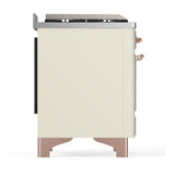 ILVE UMD40FQNR3AWP Majestic III 40 inch Dual Fuel Range with 6 Burners and Griddle, Dual Function Burner up to 25,000 BTU (Natural Gas, Solid Door, Antique White, Copper)