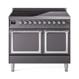 ILVE UNDI406QNMPMGC Nostalgie II Noblesse 40 inch Induction Range (Solid Door, Graphite Matte, Chrome)
