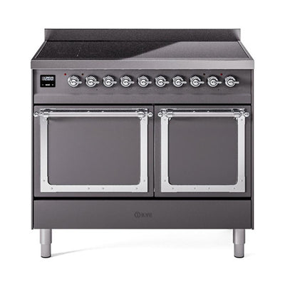 ILVE UNDI406QNMPMGC Nostalgie II Noblesse 40 inch Induction Range (Solid Door, Graphite Matte, Chrome)