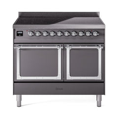 ILVE UNDI406QNMPMGC Nostalgie II Noblesse 40 inch Induction Range (Solid Door, Graphite Matte, Chrome)