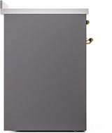Nostalgie II 30 Inch Electric Freestanding Range in Matte Graphite with Brass Trim