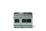 48"W. Dual Fuel Range (Burner: 6g, Finish: Splash, Trim: Brushed Brass, Fuel: Propane)