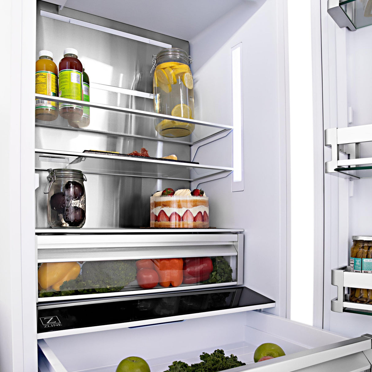 ZLINE 36" 19.6 cu. ft. Built-In 3-Door French Door Refrigerator with Internal Water and Ice Dispenser in Fingerprint Resistant Stainless Steel (RBIV-SN-36)
