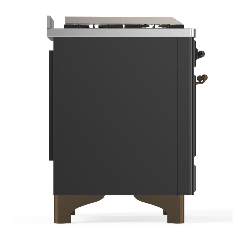ILVE UM60FSQNR3MGB Majestic III 60 inch Dual Fuel Range with 7 Burners, Griddle and French Top, Dual Function Burner with up to 25,000 BTU (Natural Gas, Solid Door, Graphite Matte, Burnished)