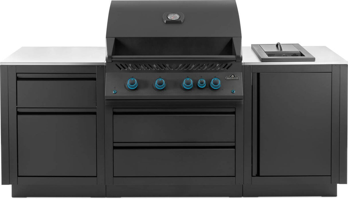 OASIS Outdoor Kitchen Kit, Built-in 700 Series 32 with Stainless Steel Countertops , Natural Gas, Matte/Matt Black