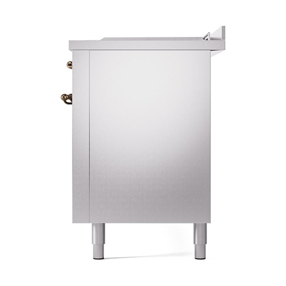 ILVE UN60FSQNMPSSB Nostalgie II Noblesse 60 inch Dual Fuel Range (7 Sealed Burners + Griddle + French Top, Natural Gas, Solid Door, Stainless Steel, Burnished)