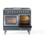 ILVE UND40FNMPBGCLP Nostalgie II Noblesse 40 inch Dual Fuel Range (Liquid Propane, Triple Glass Door, Blue Grey, Chrome)