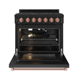 36 Inch Professional Gas Range With Precision Knob In Black and Rose Gold  Gordon Ramsay Series