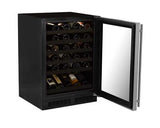 24" High Efficiency Single Zone Wine Cellar - Panel Overlay Frame Ready Glass Door - Integrated Left Hinge