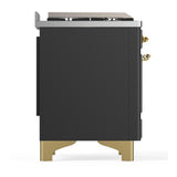 ILVE UM60FQNR3MGG Majestic III 60 inch Dual Fuel Range with 9 Burners and Griddle, Dual Function Burner up to 25,000 BTU (Natural Gas, Solid Door, Graphite Matte, Brass)
