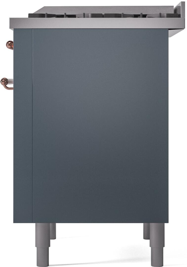 Nostalgie II 36 Inch Dual Fuel Natural Gas Freestanding Range in Blue Grey with Copper Trim