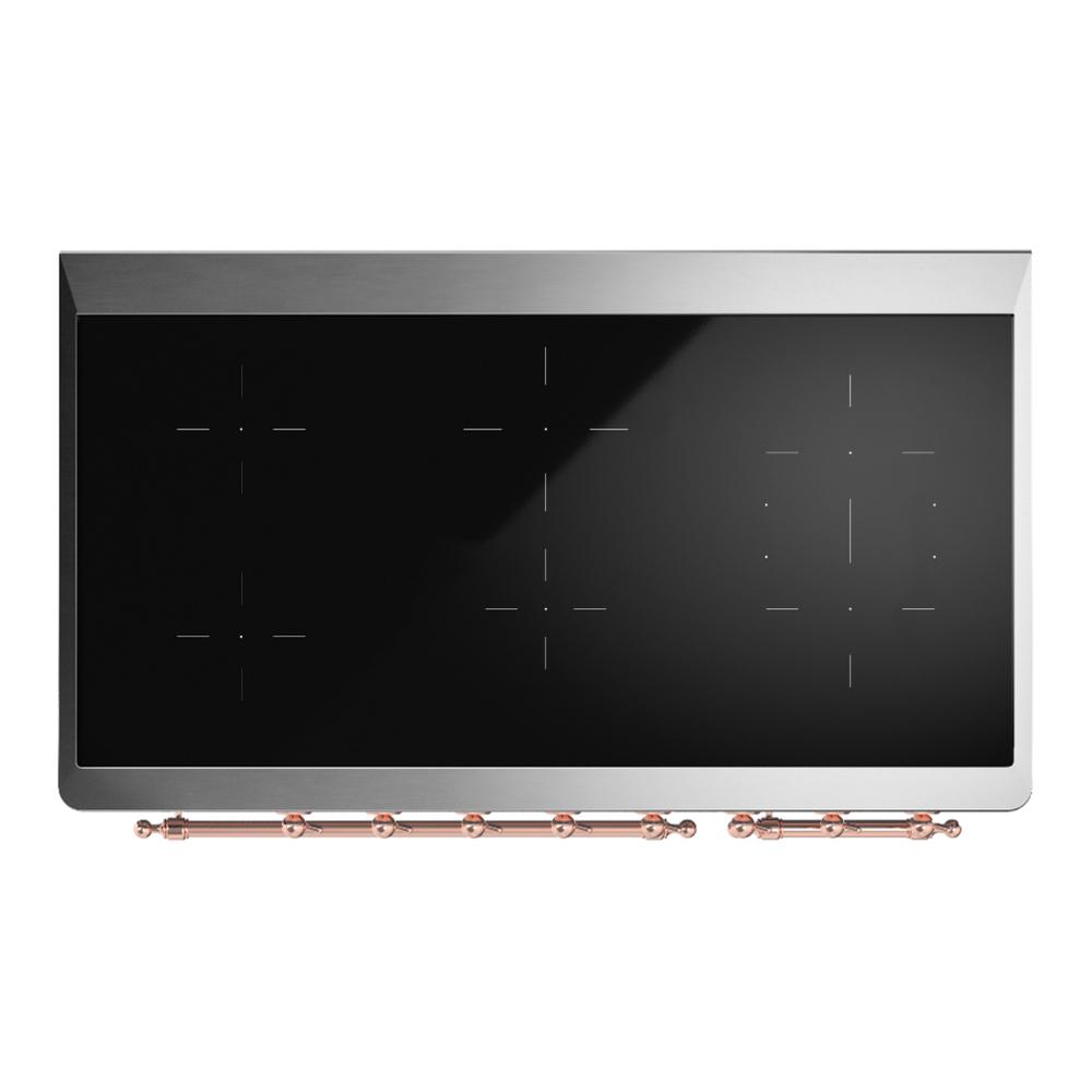 ILVE UMIB48QNR3AWP Majestic III 48 inch Induction Range with 6 Elements, 5.02 cu. ft. Total Oven Capacity (Solid Door, Antique White, Copper)