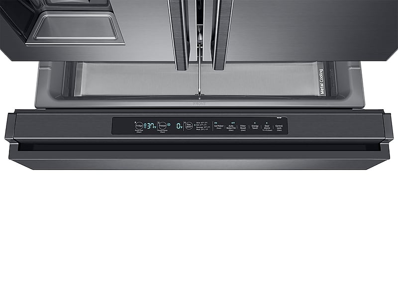 23 cu. ft. Counter Depth 4-Door French Door Refrigerator with Polygon Handles in Black Stainless Steel