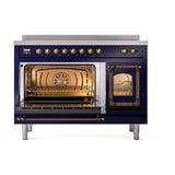 ILVE UNI486NMPMBB Nostalgie II Noblesse 48 inch Induction Range (Triple Glass Door, Midnight Blue, Burnished)
