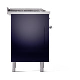 ILVE UN60FSQNMPMBCLP Nostalgie II Noblesse 60 inch Dual Fuel Range (7 Sealed Burners + Griddle + French Top, Liquid Propane, Solid Door, Midnight Blue, Chrome)
