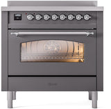 Nostalgie II 36 Inch Electric Freestanding Range in Matte Graphite with Chrome Trim