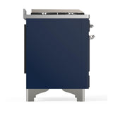 ILVE UM60FSNR3MBCLP Majestic III 60 inch Dual Fuel Range with 7 Burners, Griddle and French Top, Dual Function Burner with up to 25,000 BTU (Liquid Propane, Triple Glass Door, Midnight Blue, Chrome)