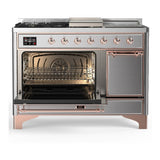 ILVE UM48FSQNR3SSPLP Majestic III 48 inch Dual Fuel Range with 5 Black Brass Burners, Griddle and French Top, Dual Function Burner up to 25,000 BTU (Liquid Propane, Solid Door, Stainless Steel, Copper)