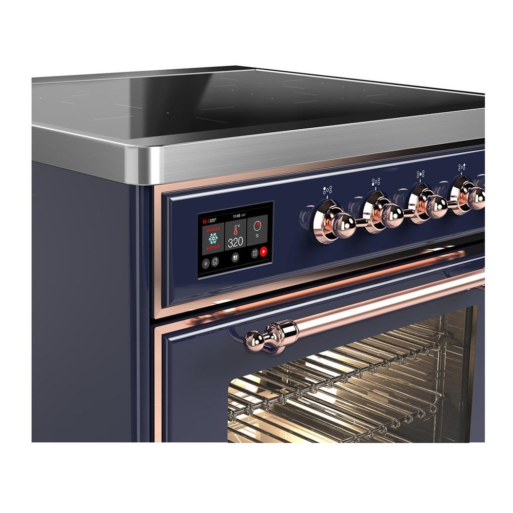 ILVE UMIB30NR3MBP Majestic III 30 inch Induction Range with 4 Elements, 4 cu. ft. Oven Capacity (Triple Glass Door, Midnight Blue, Copper)